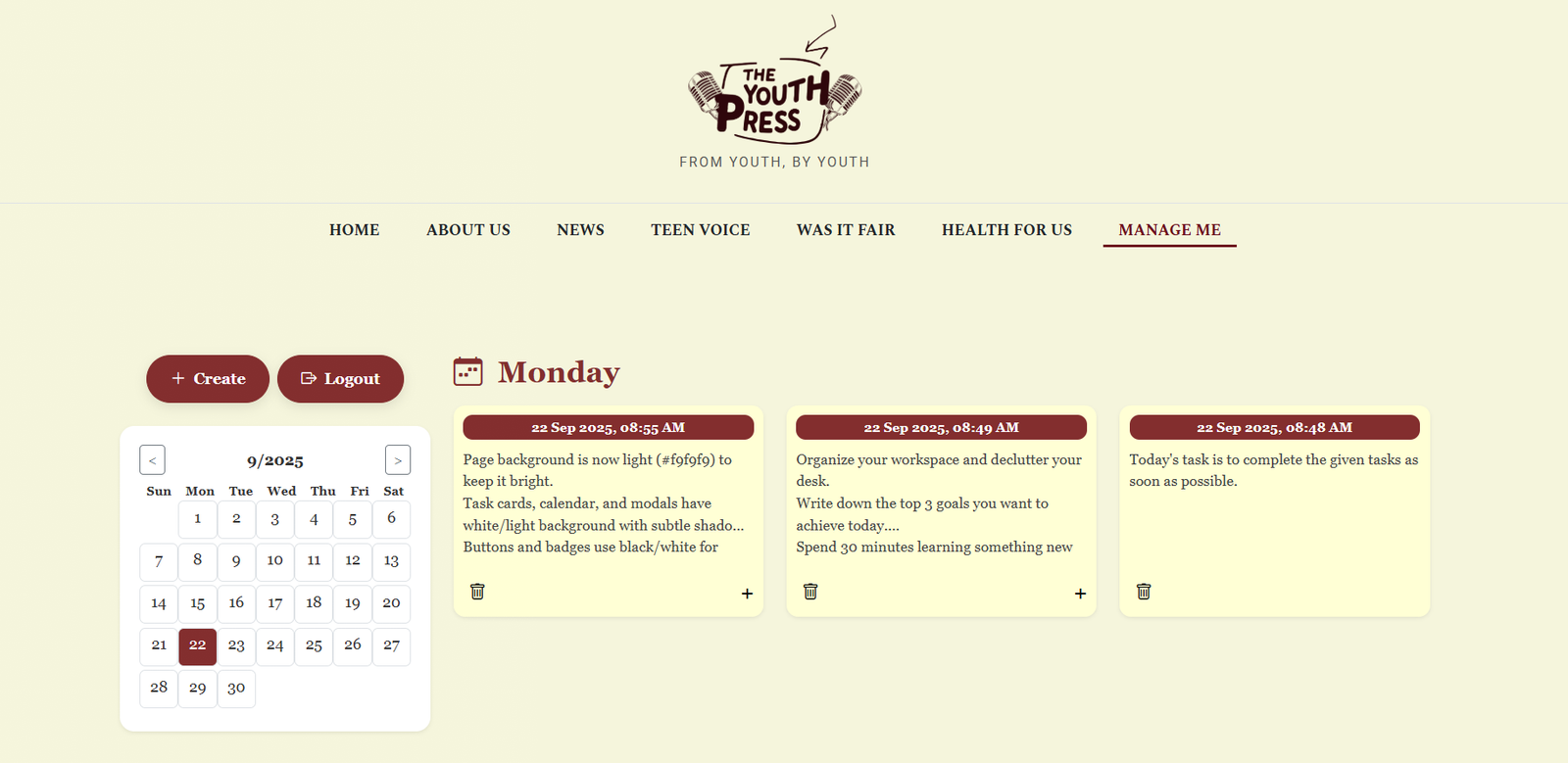 ManageMe Task Manager Screenshot